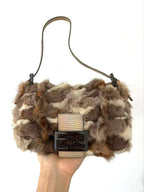 Fendi Mamma Baguette Rabbit Fur Shoulder Bag — view 2