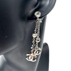 Chanel CC Logo Long Drop Earrings Light Stone Pearl — view 2
