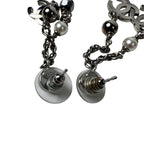 Chanel CC Logo Long Drop Earrings Light Stone Pearl — view 8