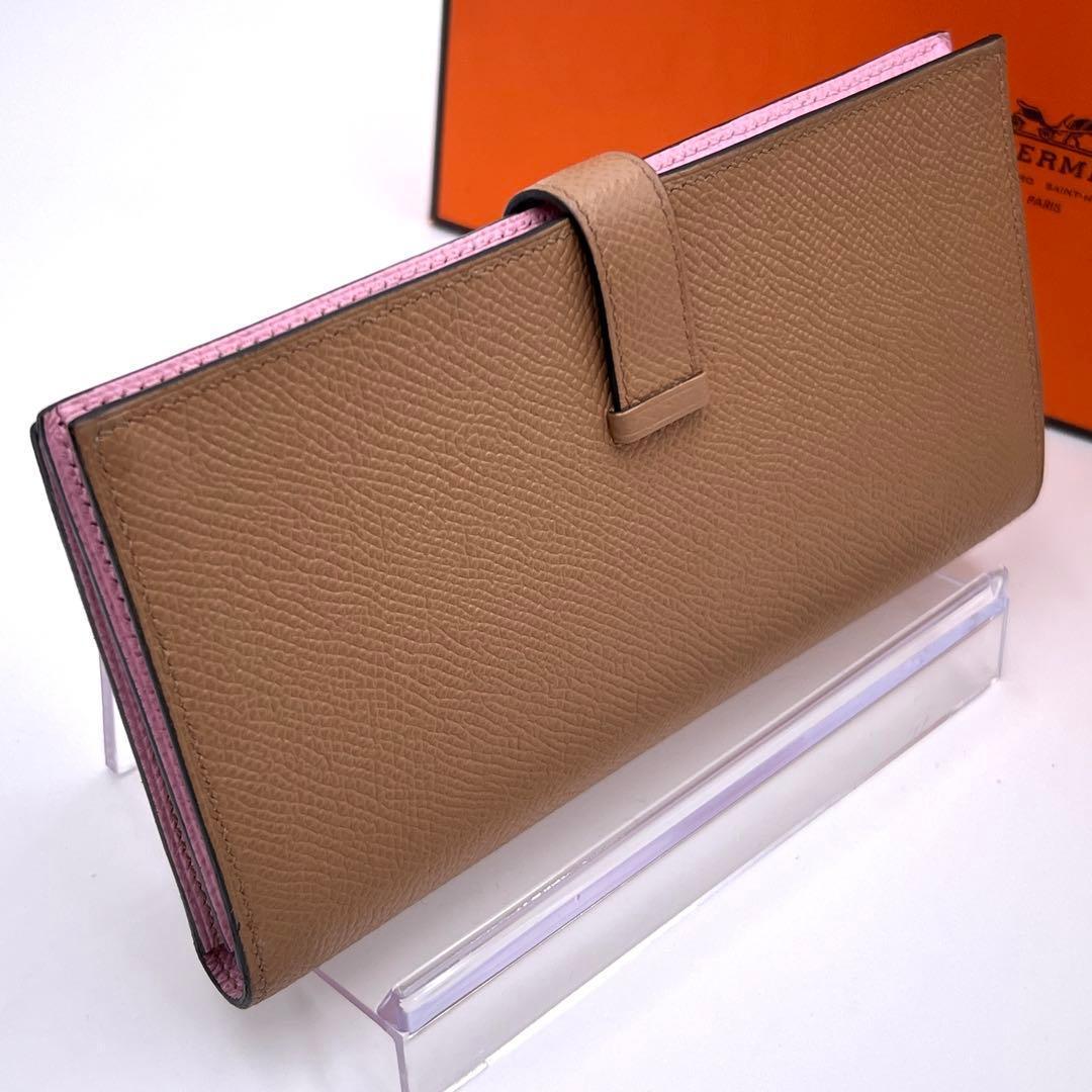 Hermes Bearn Souffle Wallet Chai Mobusil Vest le Epsom — view 2