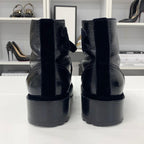 Chanel Coco Mark Leather Velor Pearl Lace Up Short Boots — view 6