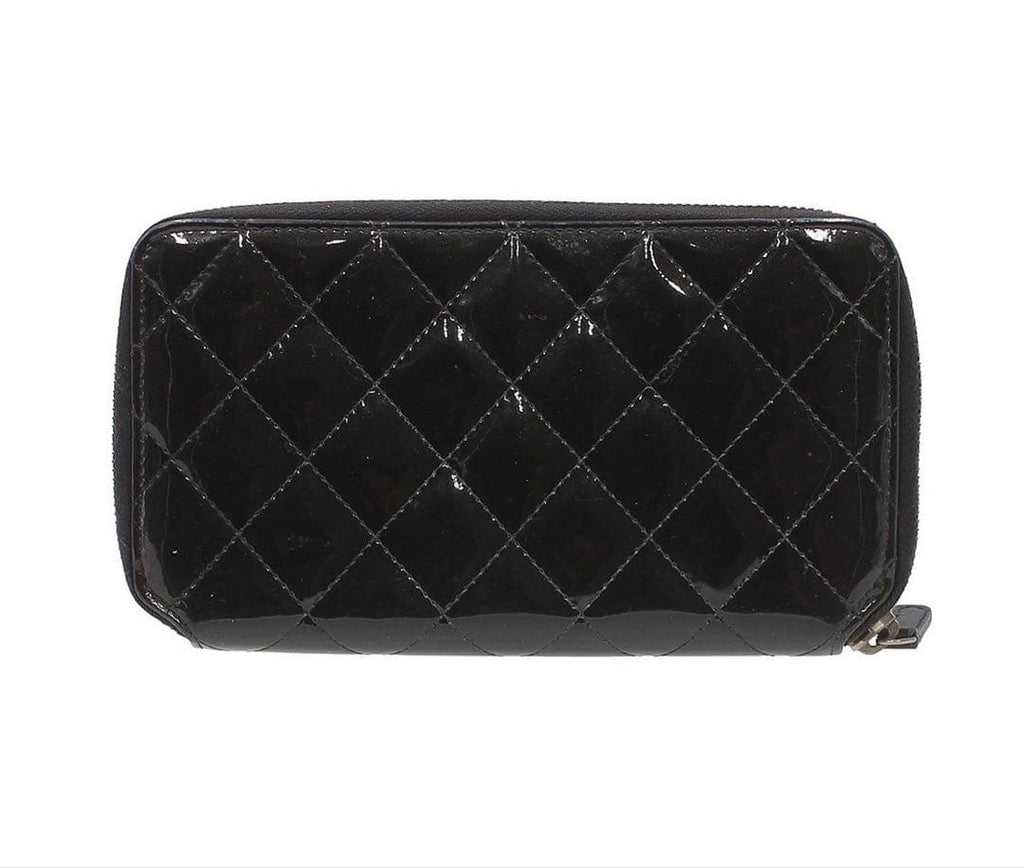 Chanel Quilted Patent Leather Zip Around Wallet — view 2