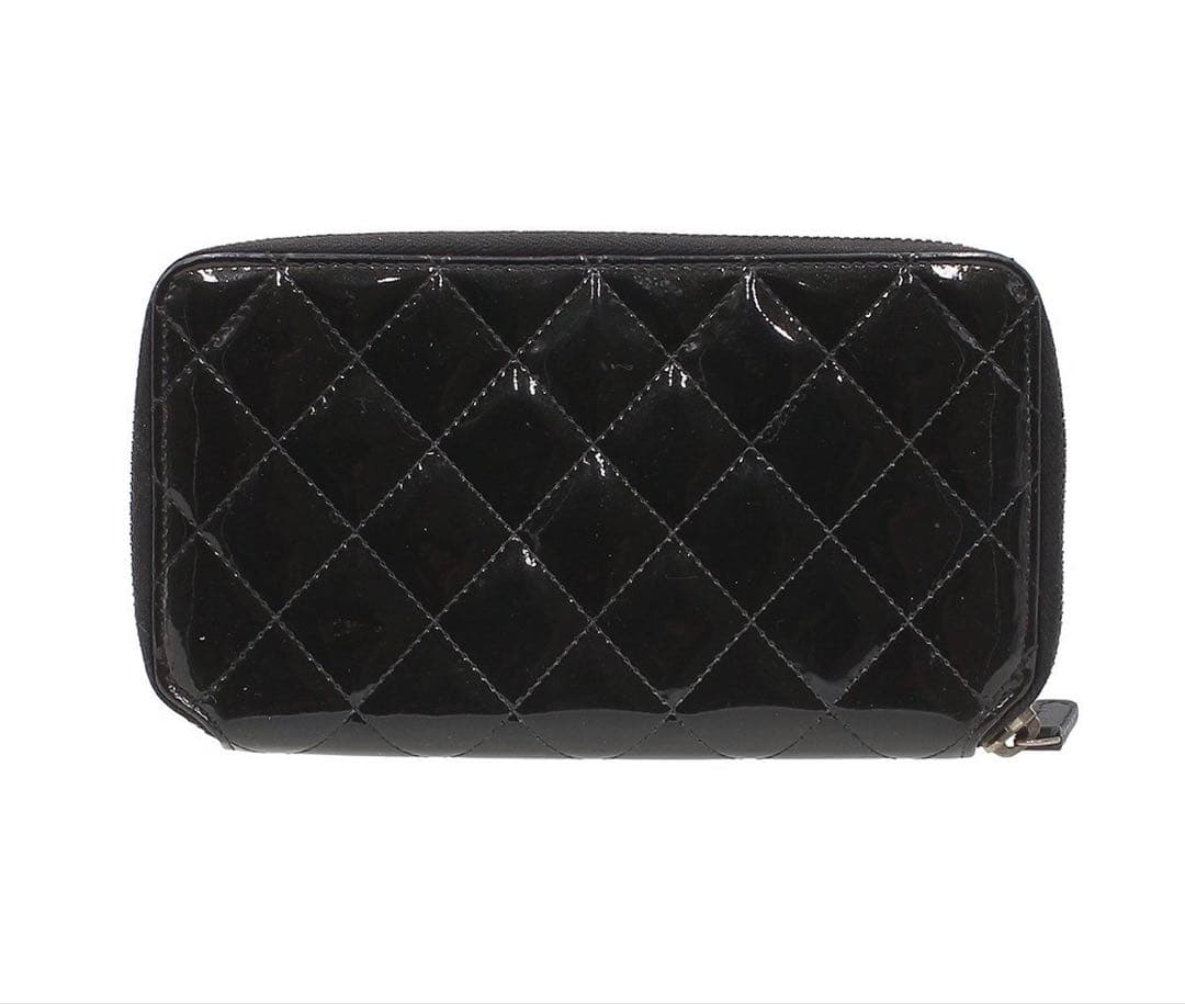 Chanel Quilted Patent Leather Zip Around Wallet — view 2