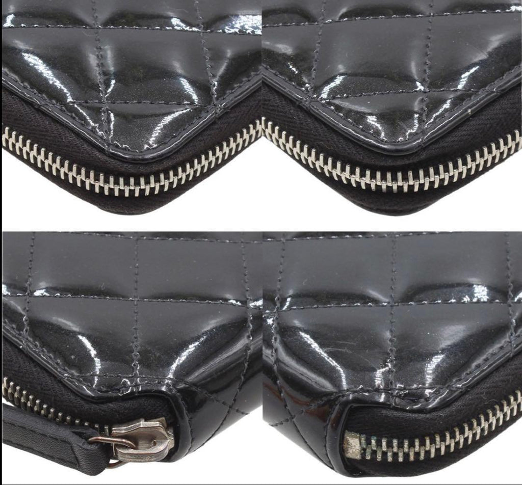 Chanel Quilted Patent Leather Zip Around Wallet — view 3