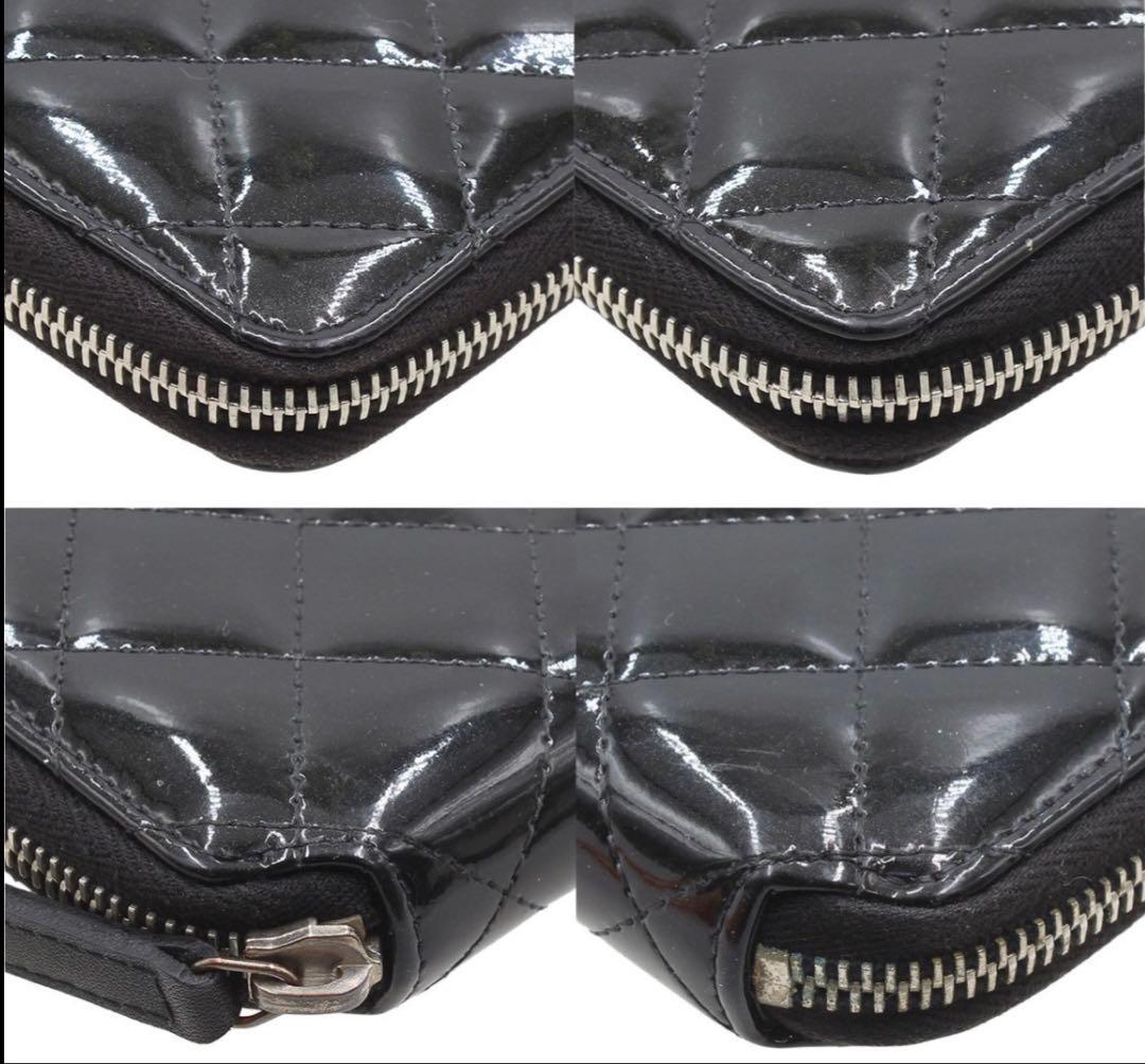 Chanel Quilted Patent Leather Zip Around Wallet — view 3