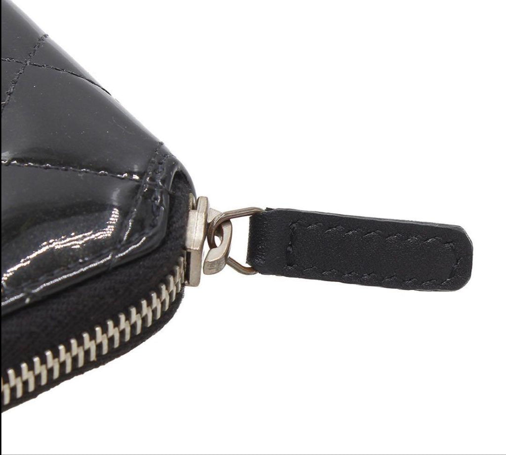 Chanel Quilted Patent Leather Zip Around Wallet — view 4