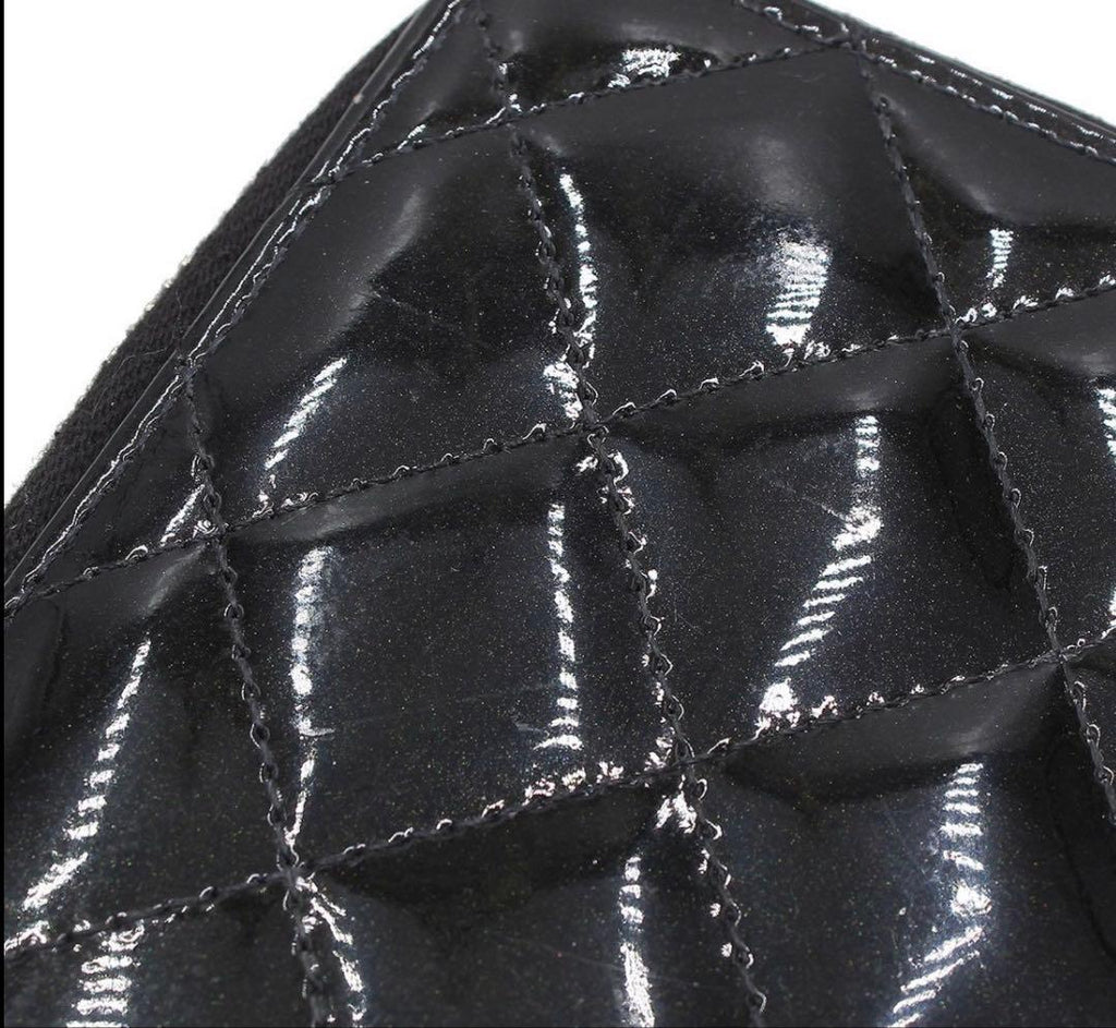 Chanel Quilted Patent Leather Zip Around Wallet — view 5