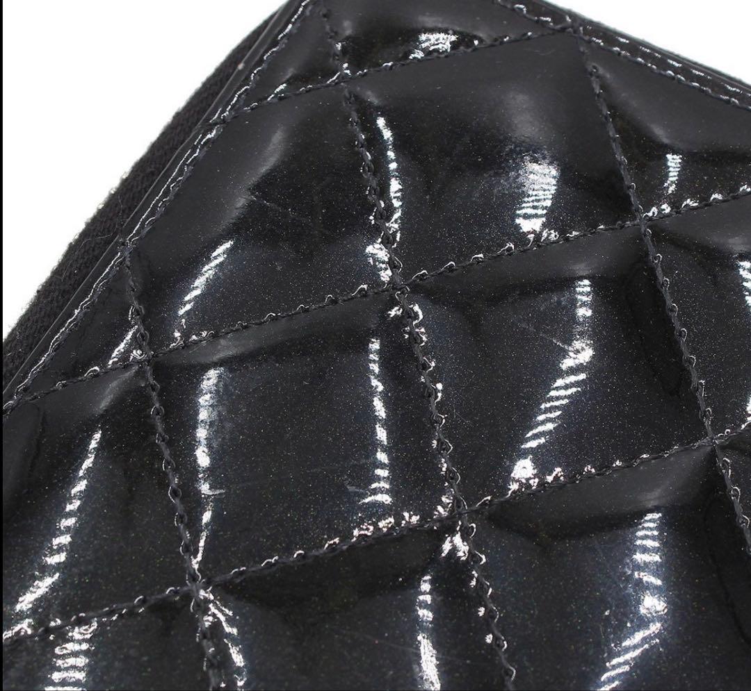 Chanel Quilted Patent Leather Zip Around Wallet — view 5