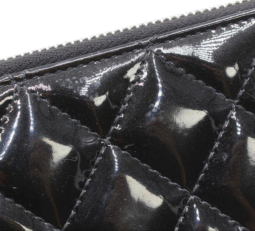 Chanel Quilted Patent Leather Zip Around Wallet — view 6