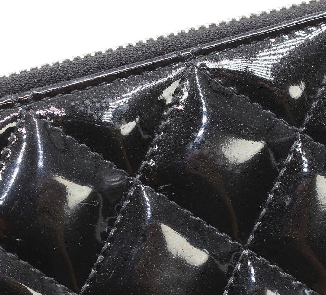 Chanel Quilted Patent Leather Zip Around Wallet — view 6