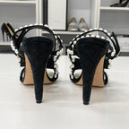 Chanel Leather CC Logo Pearl Quilted Strap Sandals Black — view 6