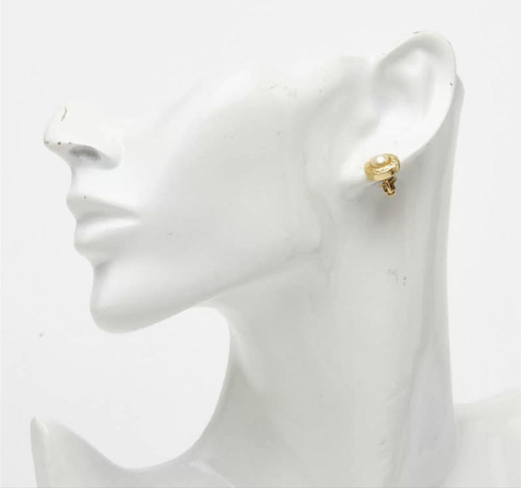 Dior Round Earrings Gold Faux Pearl — view 2