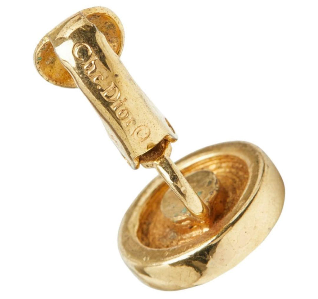 Dior Round Earrings Gold Faux Pearl — view 5