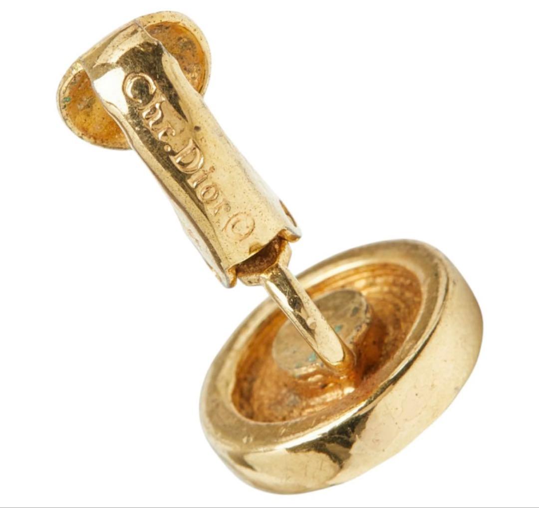 Dior Round Earrings Gold Faux Pearl — view 5