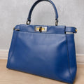 Fendi Peekaboo Leather Tote Blue
