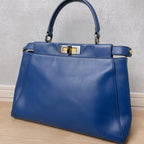 Fendi Peekaboo Leather Tote Blue