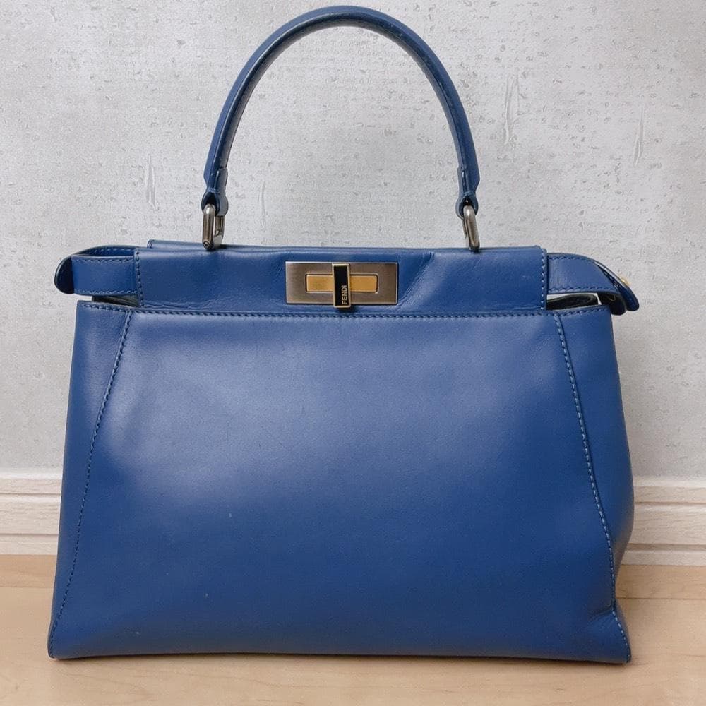 Fendi Peekaboo Leather Tote Blue — view 2