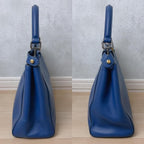 Fendi Peekaboo Leather Tote Blue — view 4