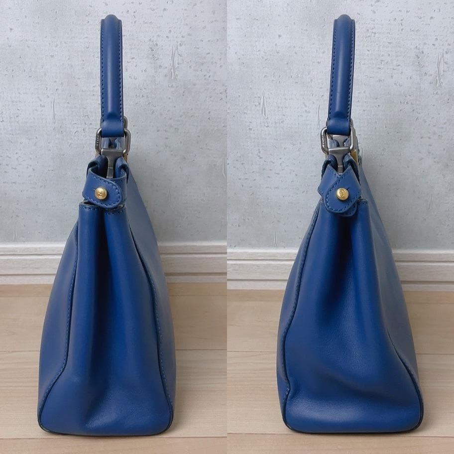 Fendi Peekaboo Leather Tote Blue — view 4