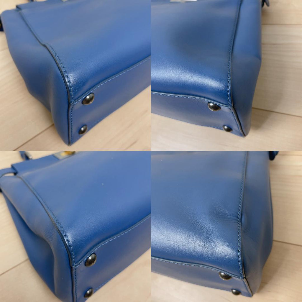 Fendi Peekaboo Leather Tote Blue — view 6