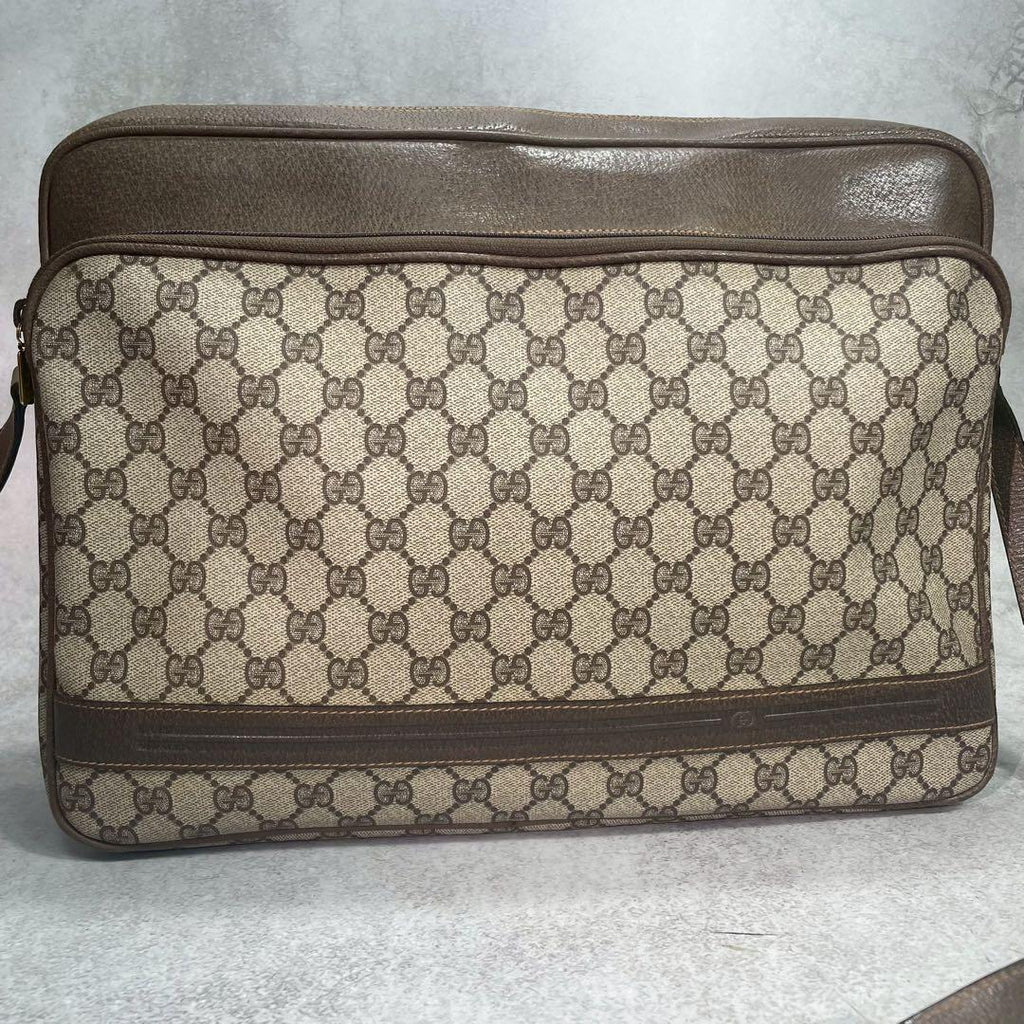 Gucci GG Shoulder Bag Brown Beige Leather Logo — view 2