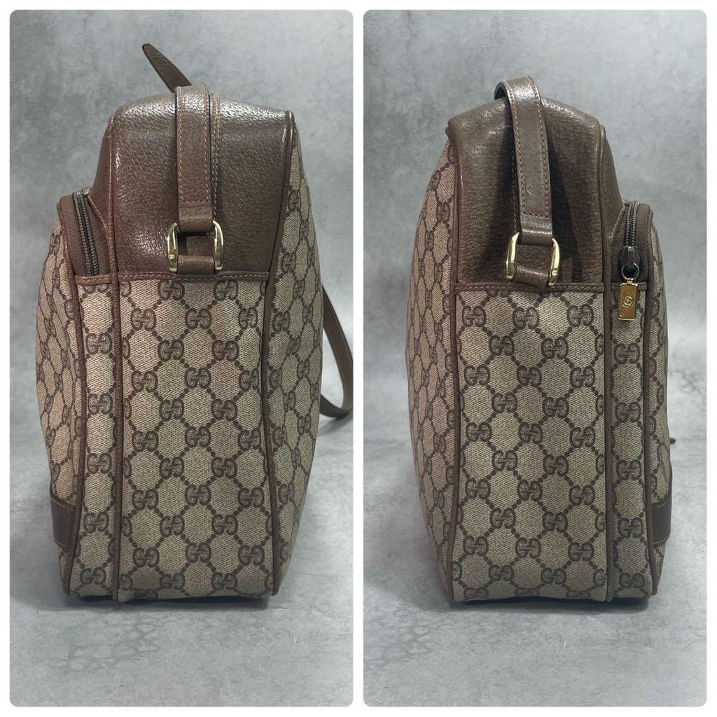 Gucci GG Shoulder Bag Brown Beige Leather Logo — view 7