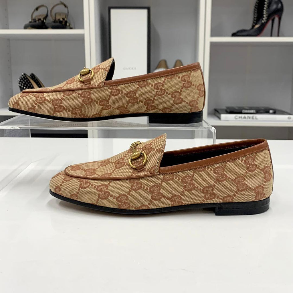 Gucci Fabric Leather Horsebit Loafers Brown — view 3
