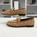 Gucci Fabric Leather Horsebit Loafers Brown — view 3