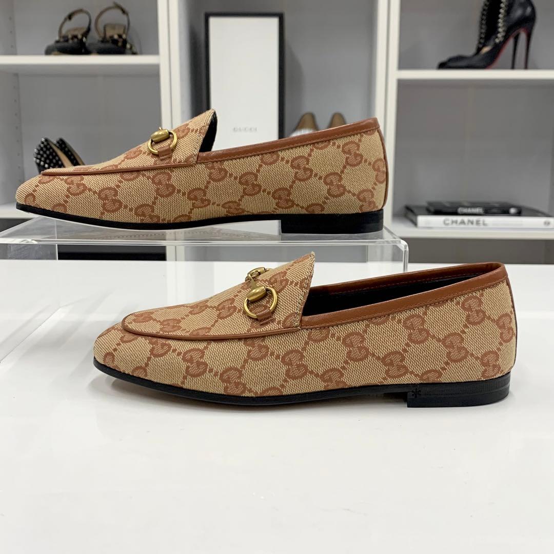 Gucci Fabric Leather Horsebit Loafers Brown — view 3