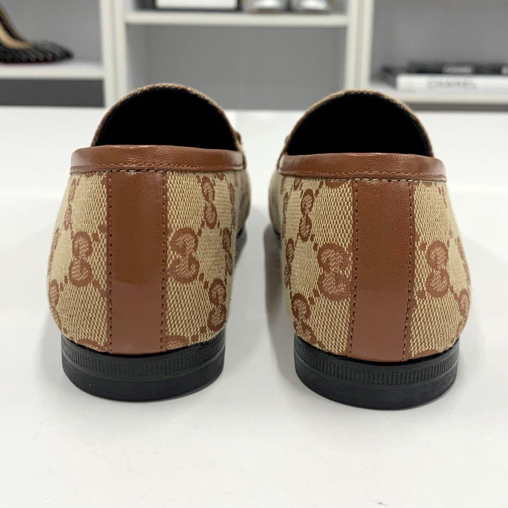 Gucci Fabric Leather Horsebit Loafers Brown — view 5