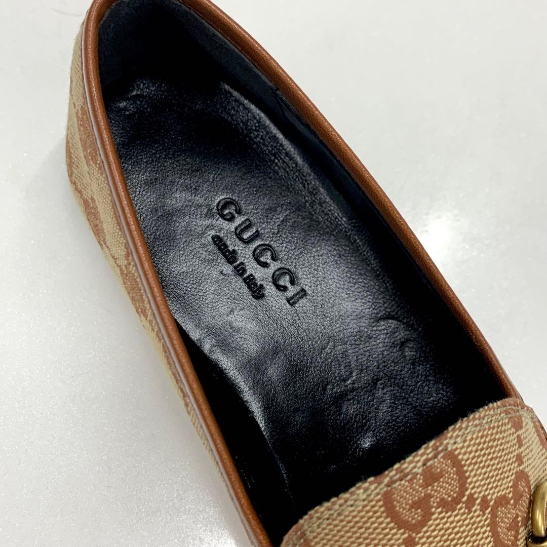Gucci Fabric Leather Horsebit Loafers Brown — view 7