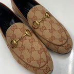 Gucci Fabric Leather Horsebit Loafers Brown — view 9