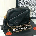 Chanel Quilted Chain Shoulder Lambskin Fringe Black