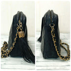 Chanel Quilted Chain Shoulder Lambskin Fringe Black — view 3