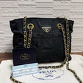 Prada Quilted Chain Shoulder Tote Triangle Plate Logo
