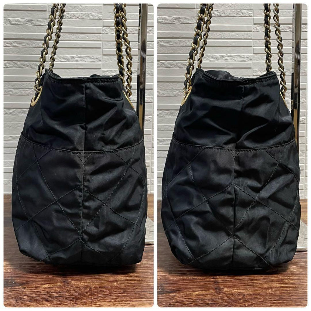 Prada Quilted Chain Shoulder Tote Triangle Plate Logo — view 4