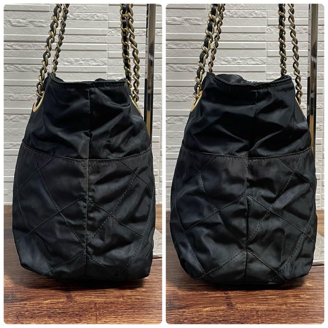 Prada Quilted Chain Shoulder Tote Triangle Plate Logo — view 4