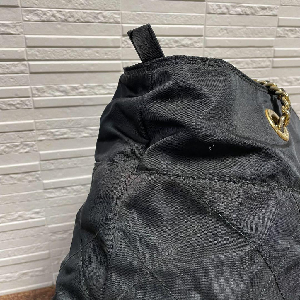 Prada Quilted Chain Shoulder Tote Triangle Plate Logo — view 7