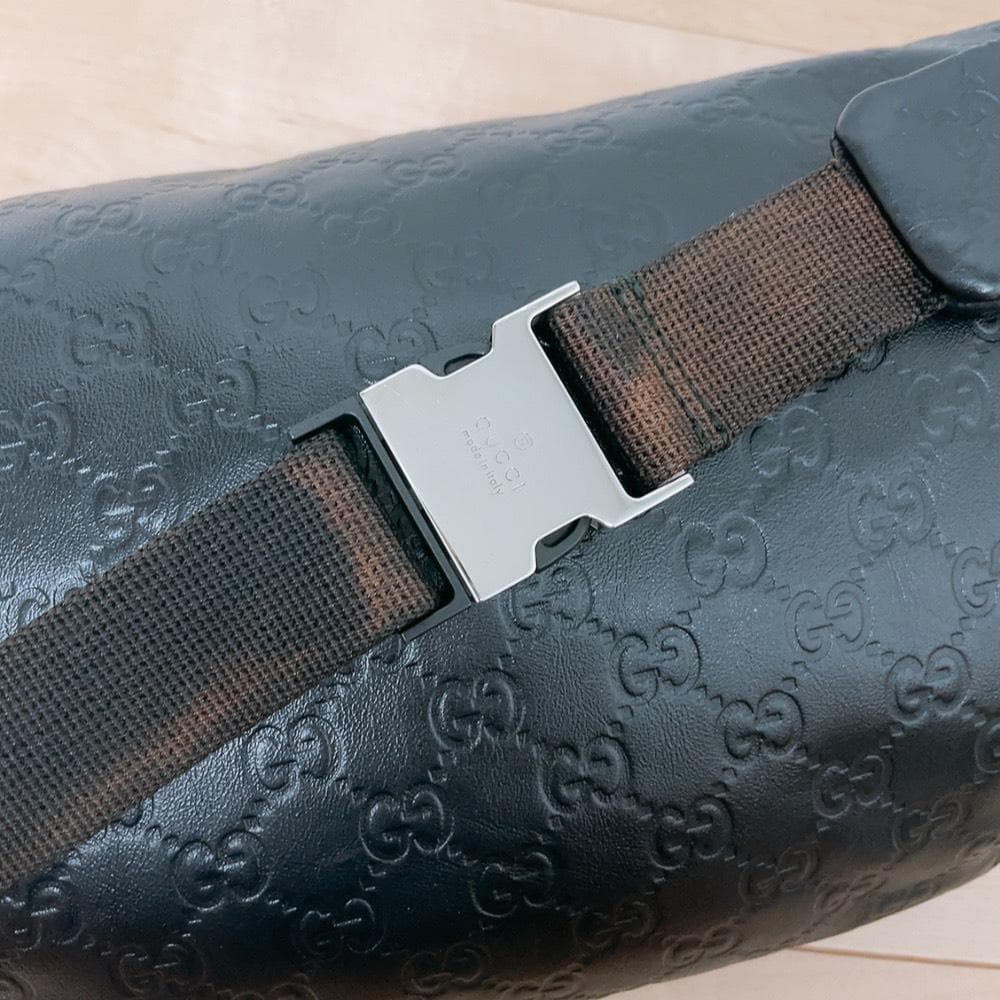 Gucci Guccissima Belt Bag Leather Sherry Line Black — view 5