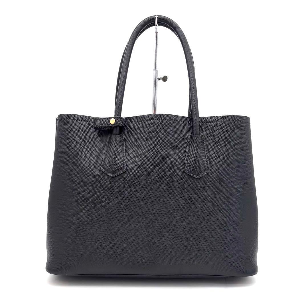 Prada Saffiano Leather Tote Bag Business Black — view 2