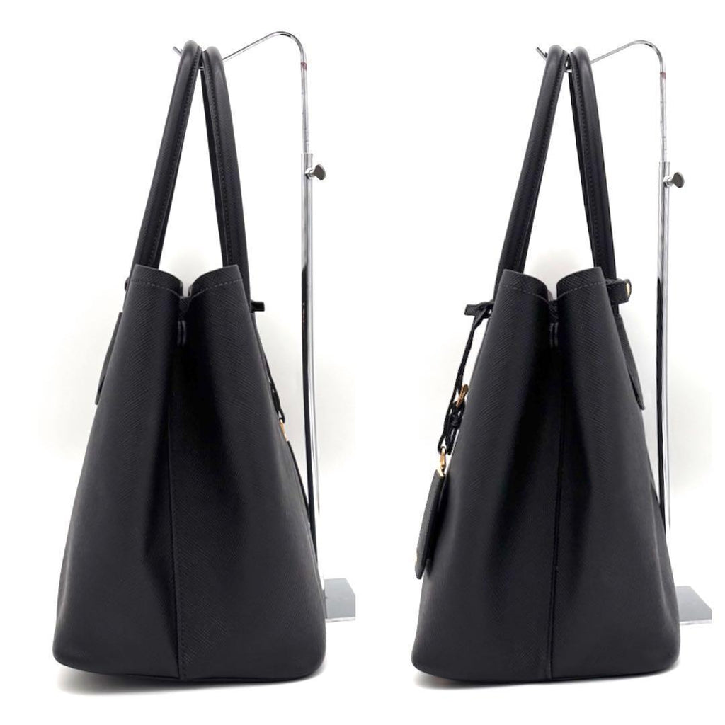 Prada Saffiano Leather Tote Bag Business Black — view 7