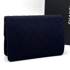 Chanel Quilted Cotton Chain Shoulder Bag Navy Gold — view 2