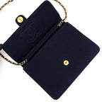 Chanel Quilted Cotton Chain Shoulder Bag Navy Gold — view 5