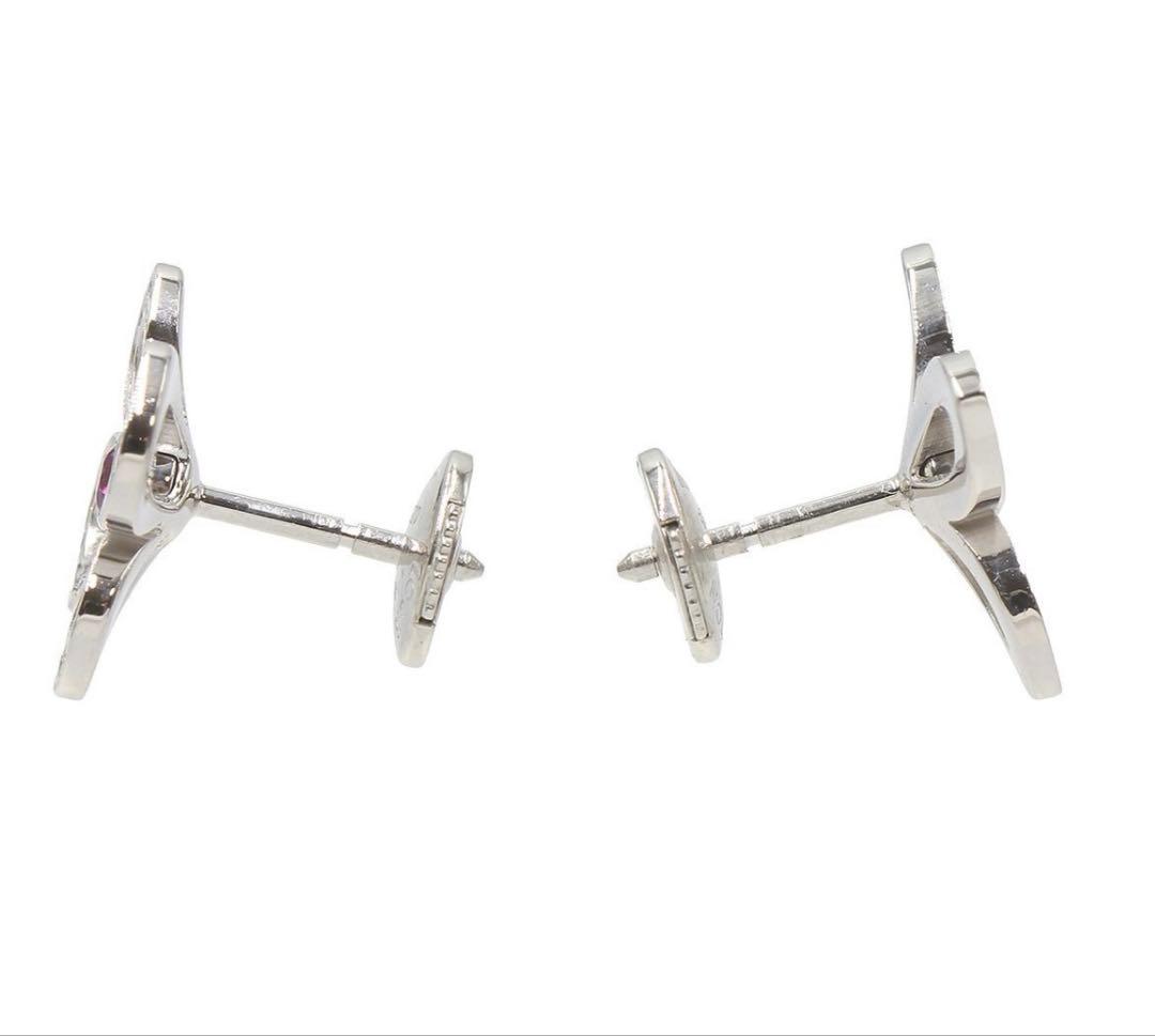 Louis Vuitton 18k White Gold Pink Saffiano Diamond Earrings — view 3