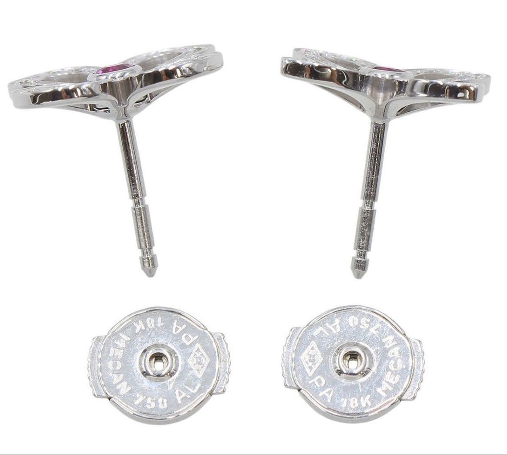 Louis Vuitton 18k White Gold Pink Saffiano Diamond Earrings — view 4