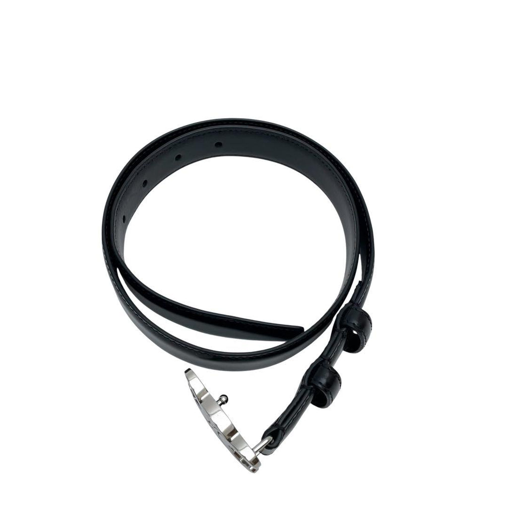 Celine Leather Triomphe Buckle Silver Belt Black — view 3