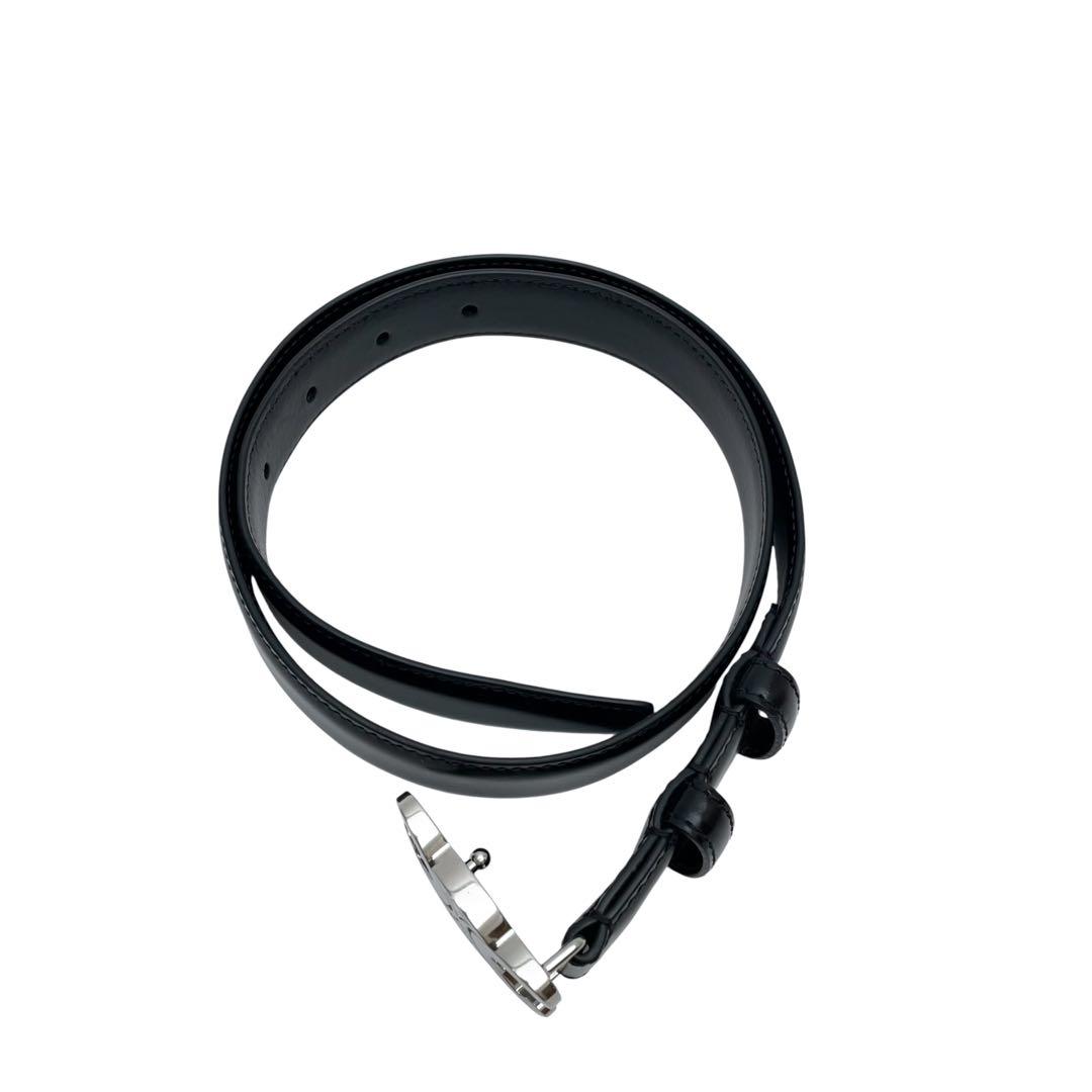 Celine Leather Triomphe Buckle Silver Belt Black — view 3