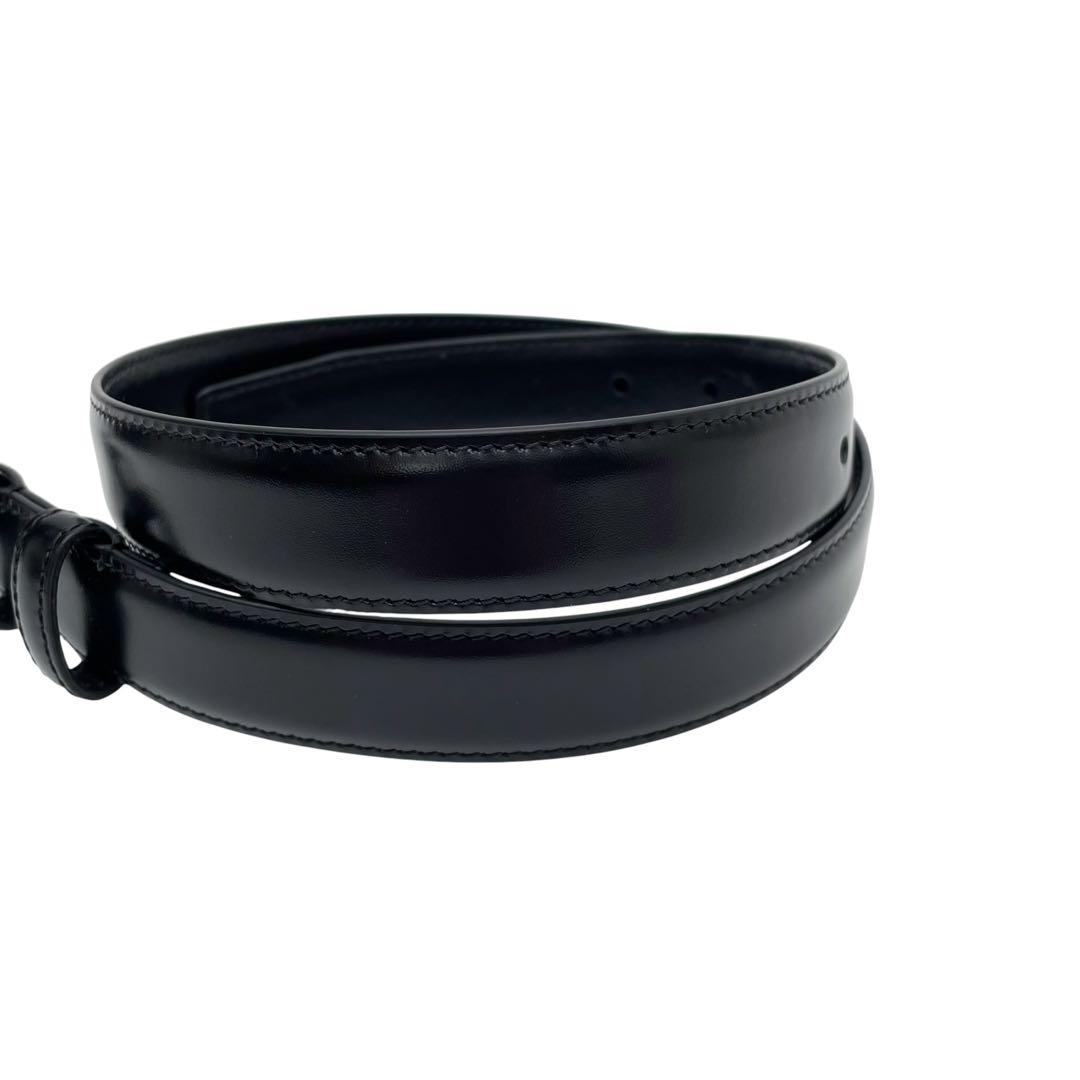 Celine Leather Triomphe Buckle Silver Belt Black — view 4