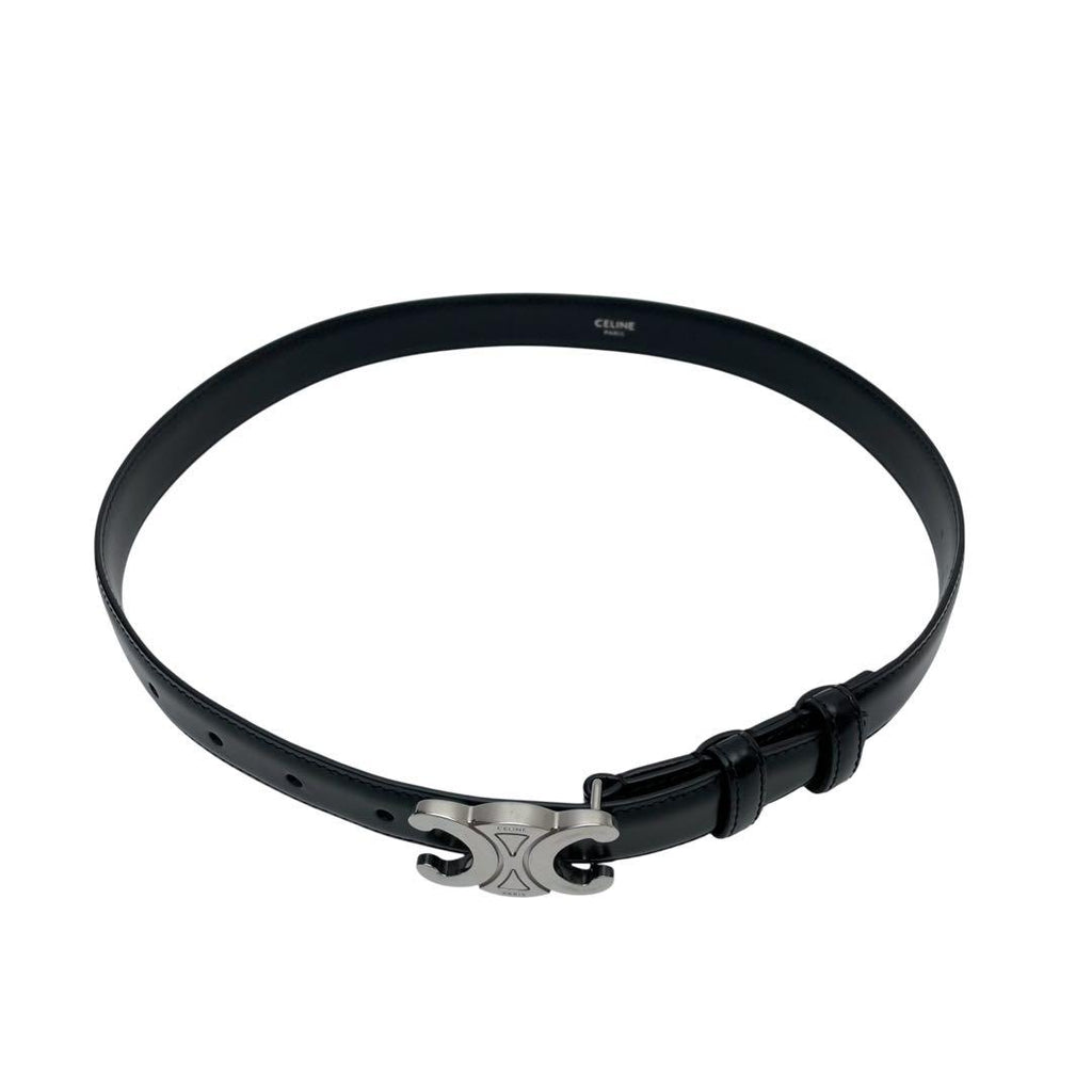 Celine Leather Triomphe Buckle Silver Belt Black — view 5