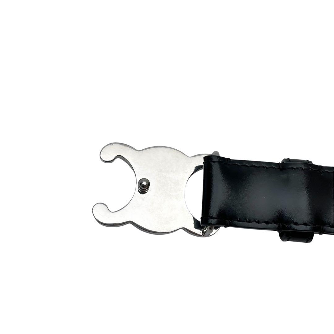 Celine Leather Triomphe Buckle Silver Belt Black — view 8